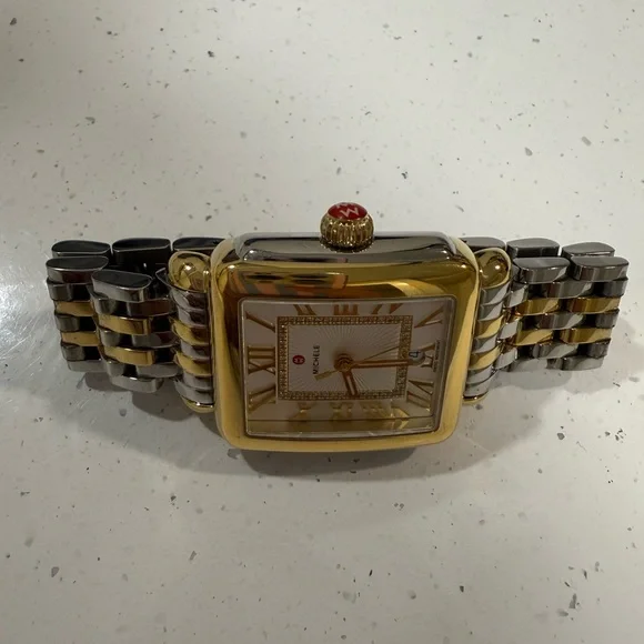 Michele Two-Tone Gold and Silver Watch - Picture 6 of 8